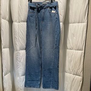 We The Free Blue Denim Belted Pants